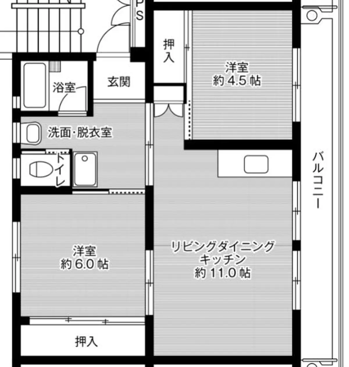 2-108 南向き(2号棟 / 1階部分)
