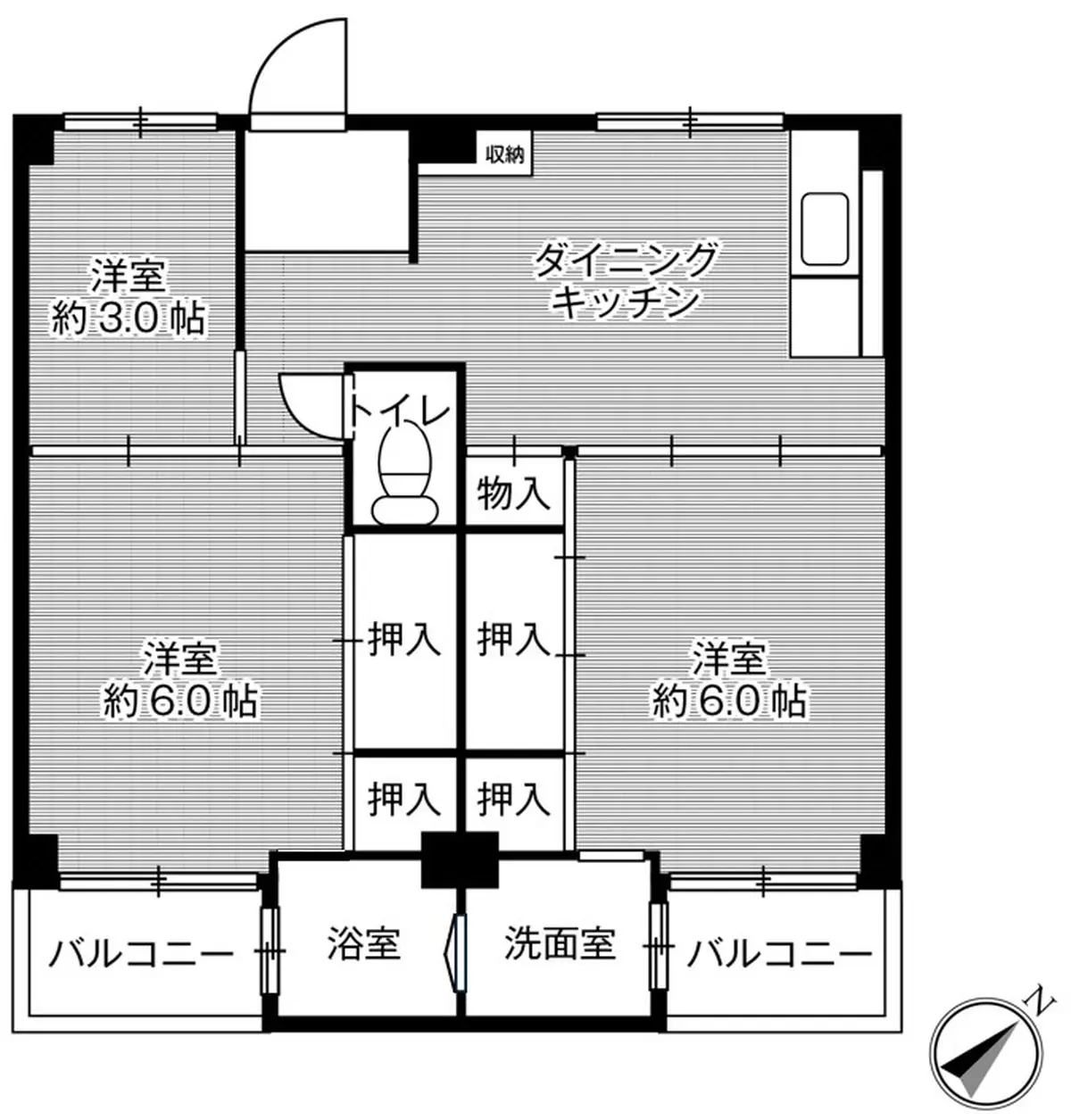 2-202 南向き(2号棟 / 2階部分)