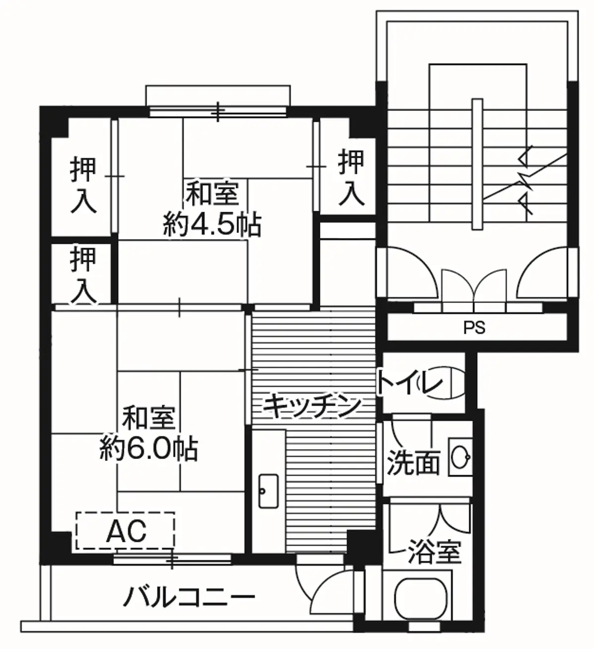2-205 南向き(2号棟 / 2階部分)