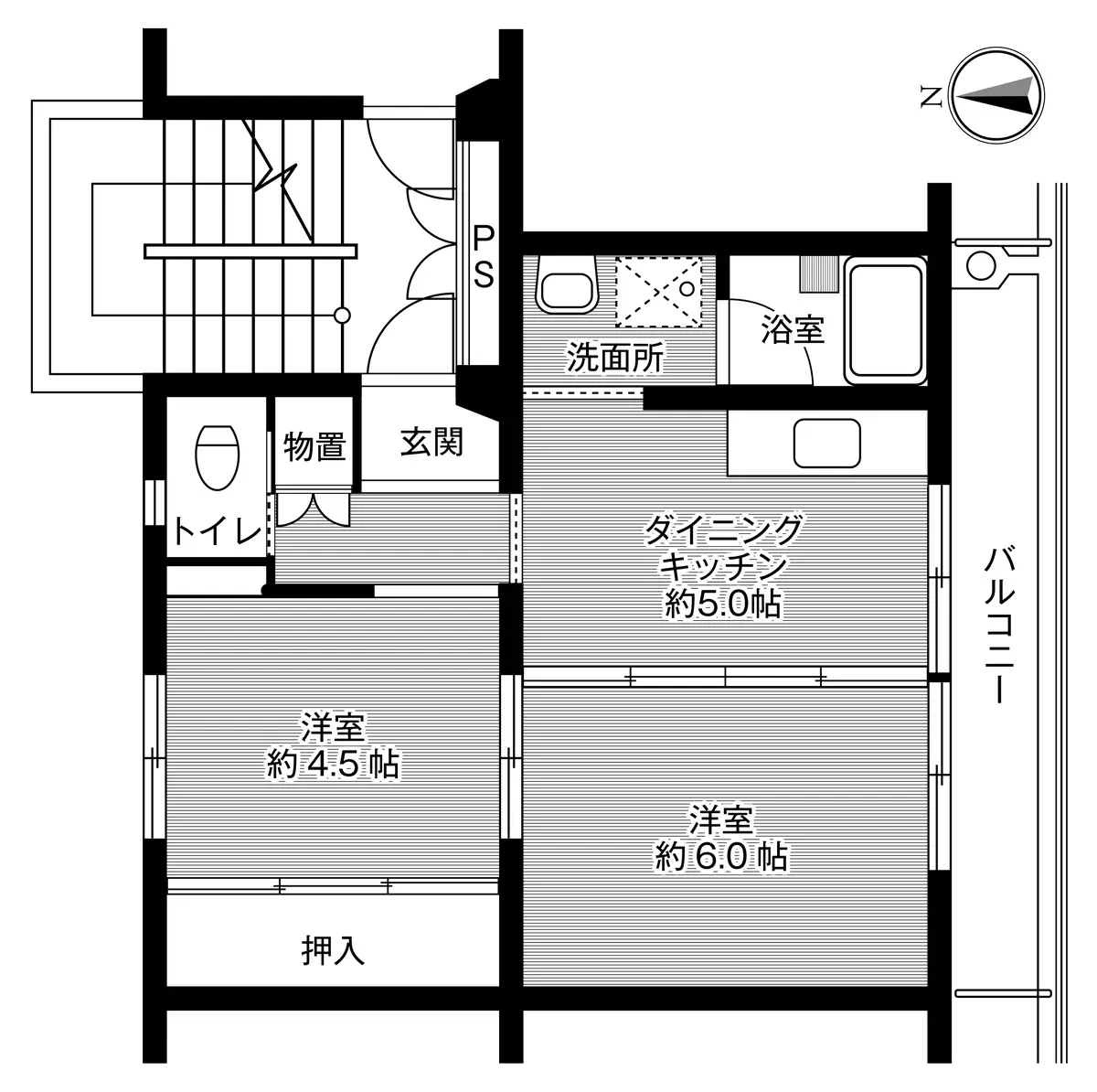 1-208 南向き(1号棟 / 2階部分)