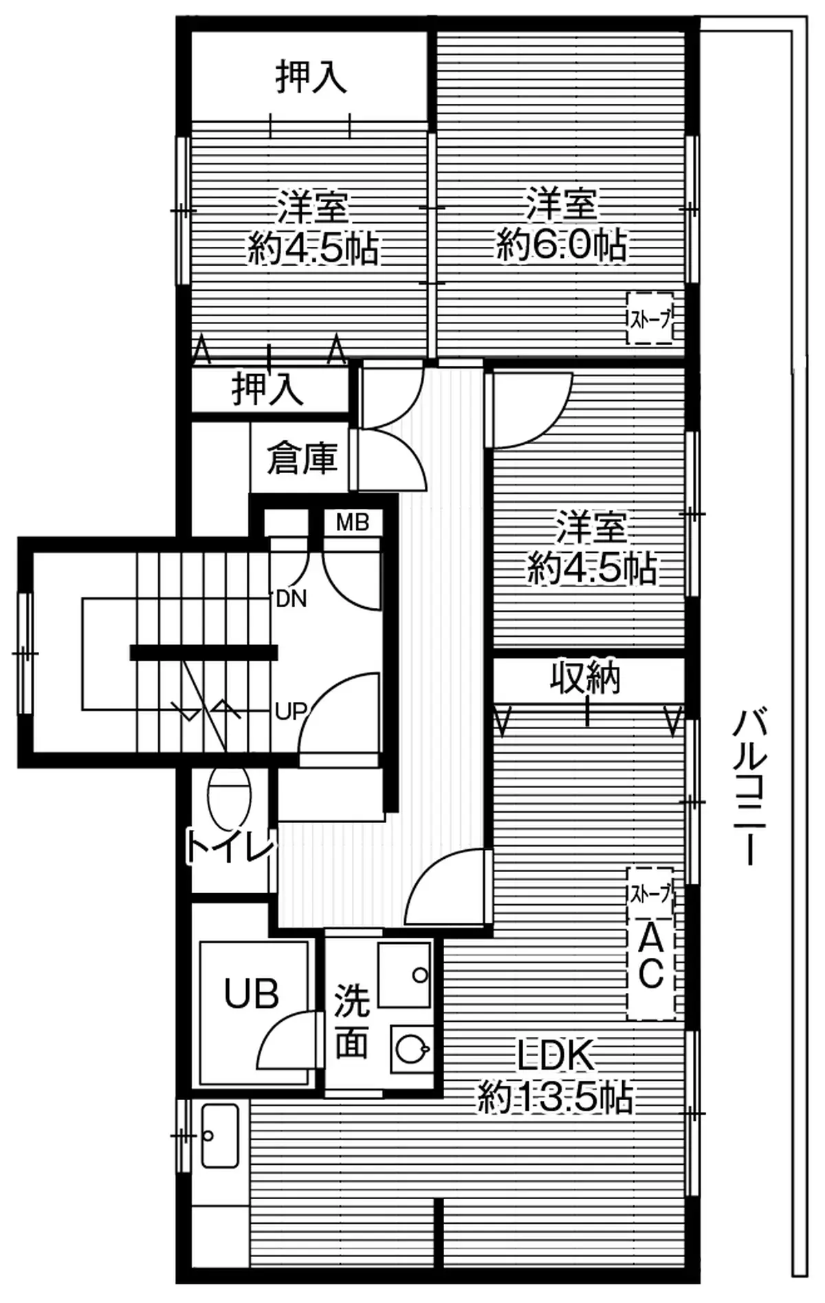 1-302 南向き(1号棟 / 3階部分)