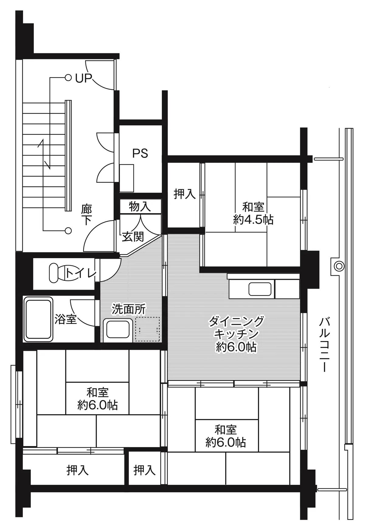 1-402 南向き(1号棟 / 4階部分)
