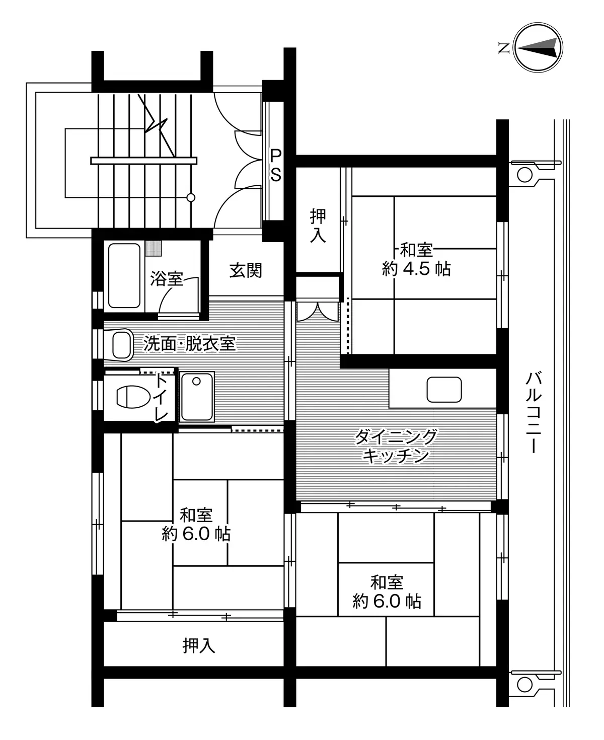 1-102 南向き(1号棟 / 1階部分)